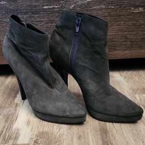 Steve Madden Charcoal Suede Ankle Booties with Side Zip